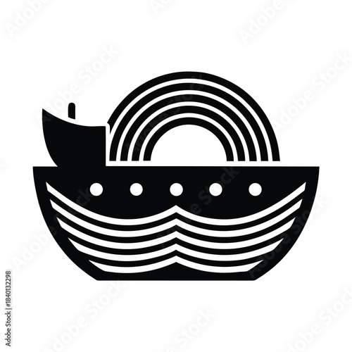 Noahs Ark With Rainbow Vector Art