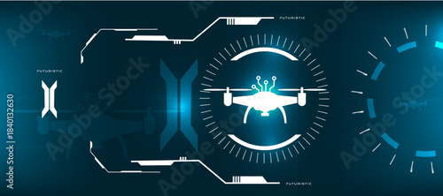Robotic Drone Symbol with Modern Tech background