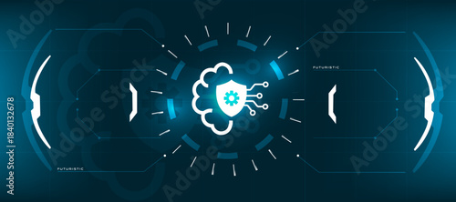 AI Firewall Security icon on Technology Background