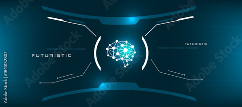 Neural Network Icon with Futuristic Tech Background