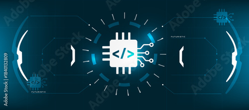AI Coding icon with Digital Interface