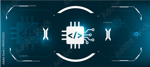 Digital AI Code Symbol on Tech Background
