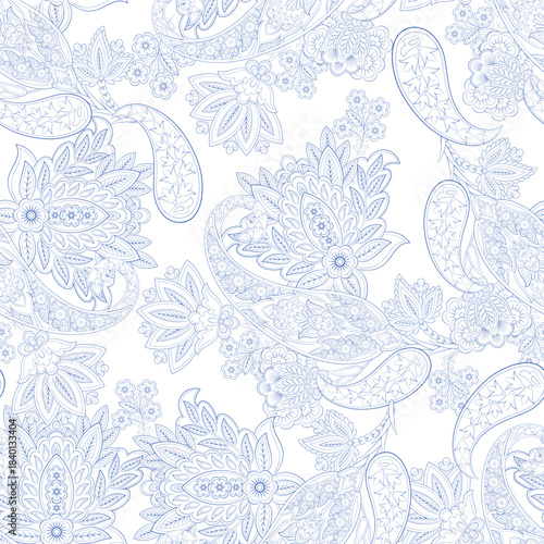 Vintage Floral Paisley Vector Seamless Design for Textiles