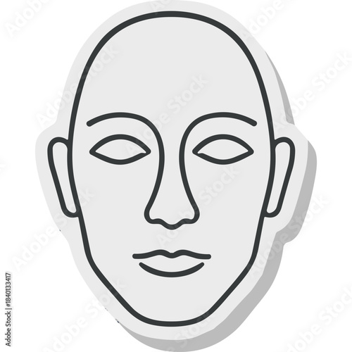 Outline drawing of a human face with simple features and subtle shading on a white background symbolizing identity and individuality