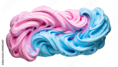 Abstract swirl of pink and blue slime isolated on a black background