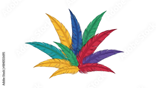 Colorful carnival feathers arrangement for celebration and decoration