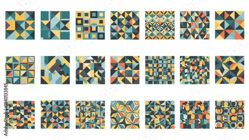 Colorful geometric tile pattern collection