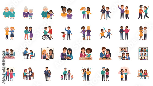 Collection of diverse children playing and engaging in activities in various settings