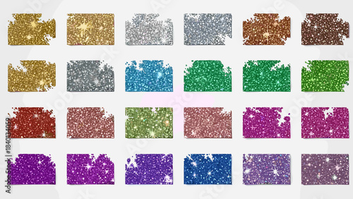 Set of 20 colorful glitter textures for design projects