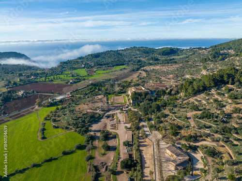 Aerial view, Spain, Balearic Islands, Mallorca, Valldemossa, agricultural property