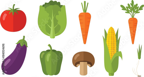 set of fresh vegetables