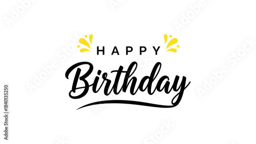 Happy Birthday Lettering with Confetti and Banners – Festive Celebration Graphic