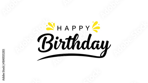 Happy Birthday Lettering with Confetti and Banners – Festive Celebration Graphic