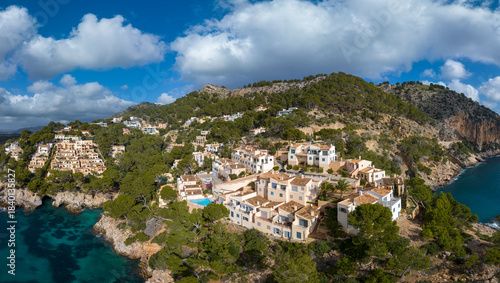 Aerial View , Cuevas de Arta and Platja de Canyamel, Capdepera, Mallorca, Balearic Islands, Spain