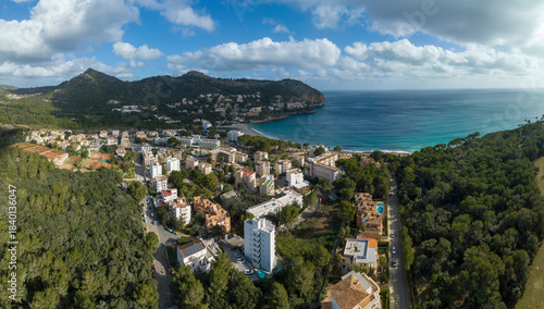 Aerial View , Cuevas de Arta and Platja de Canyamel, Capdepera, Mallorca, Balearic Islands, Spain