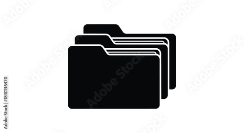 A stacked arrangement of dark folder icons demonstrating organization and file management silhouette