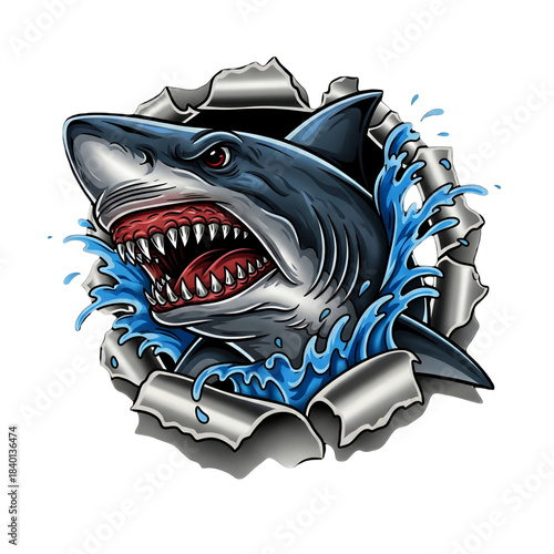 head of a shark on transparent background