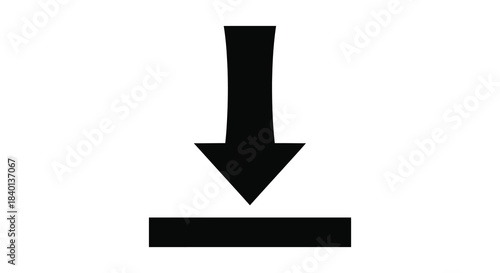 A black downward pointing arrow graphic with a rectangular base a striking silhouette