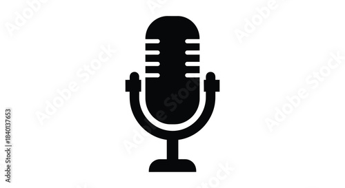 A striking black microphone icon design a minimalist and bold visual representation silhouette
