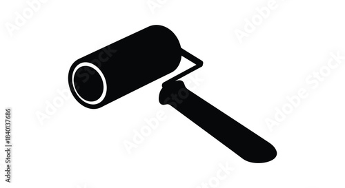 A striking black silhouette of a paint roller a common tool for home improvement silhouette