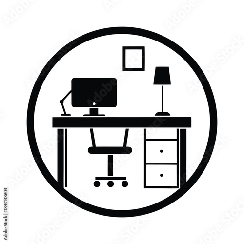 Office Workspace Icon Illustration