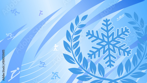 Winter sports background with geometric lines and snowflake, copy space - banner, background,