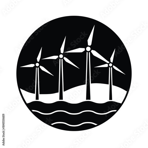 Offshore Wind Turbines Background Icon