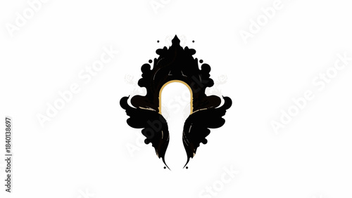 Abstract Rorschach inkblot test with golden arch shape