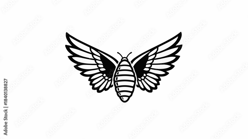 Fototapeta premium Stylized bee with spread wings, symbolizing freedom and transformation.