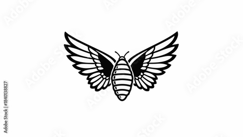 Stylized bee with spread wings, symbolizing freedom and transformation.