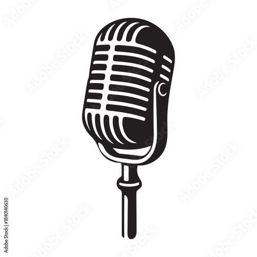 Classic retro microphone vector for audio recording and broadcast Vector, illustration