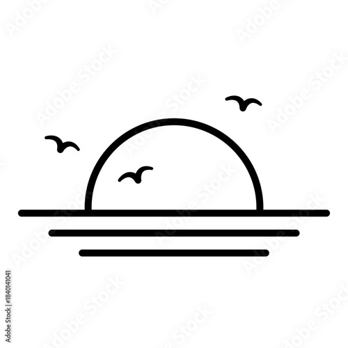 Minimal Sunset Icon in line style  Minimal Sunrise Icon in Line Style
