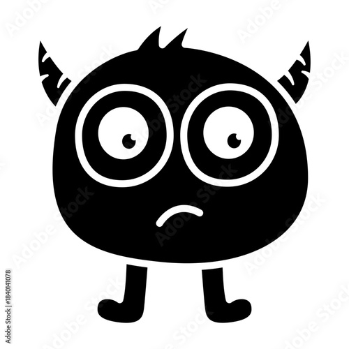 Cute Monster Icon in glyph style
