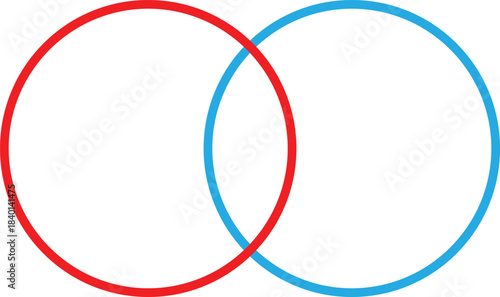 Two intersecting circles one red one blue