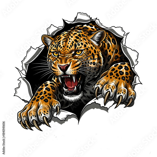 portrait of a leopard on transparent background