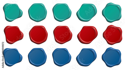 封蝋　シーリングスタンプ　セット　赤、青、緑
Sealing wax stamp set in red, blue, and green
