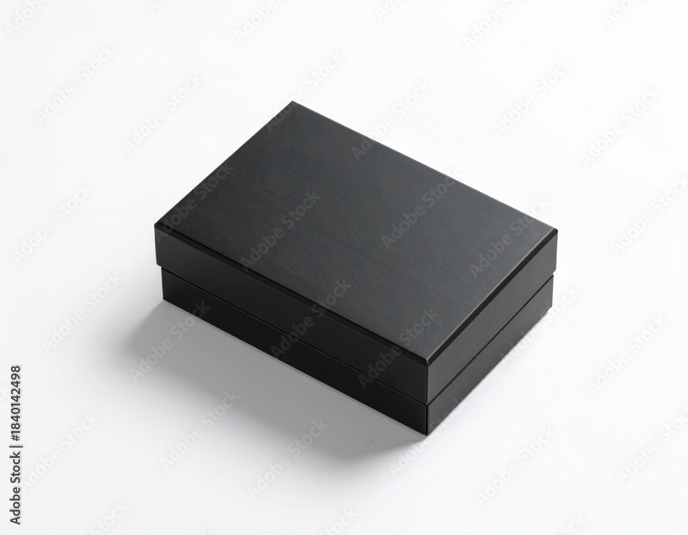 Fototapeta premium Minimalist Black Rectangular Box on White Surface with Matte Finish