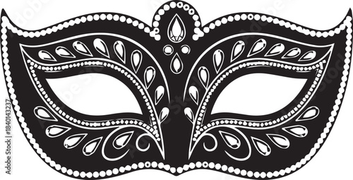 Elegant black masquerade mask with intricate decorative details