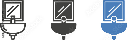 Bathroom Sink With Mirror Icons In Three Styles washbasin