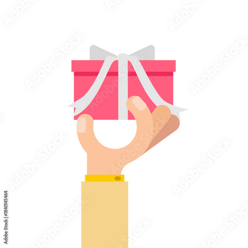 Hand Giving or Receiving a Pink Gift Box