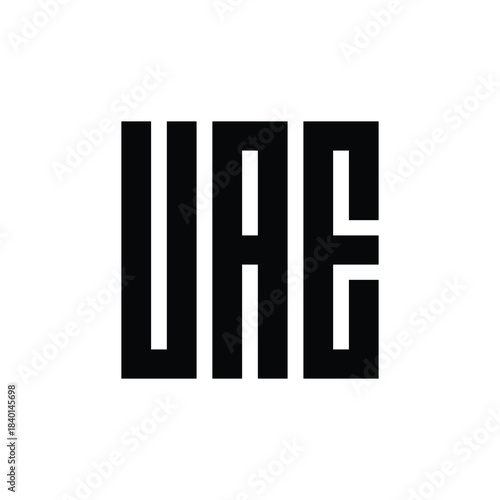 UEA letter logo, initial letter UEA logo icon monogram, flat vector illustration, black on white background
