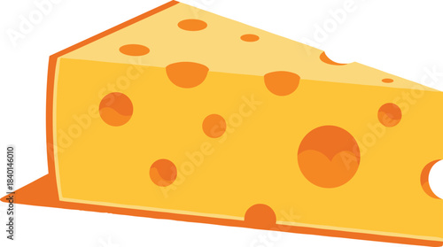 Wedge of yellow cheese with holes on a white background food dairy