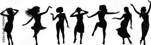 Dance, silhouette, women, posture, gesture, movement, black, white, graphic, illustration, expressive, pose, dynamic, style, fluidity, individuality, art, minimal, elegant, performance, motion
