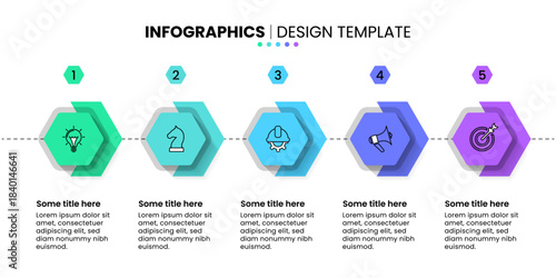 Infographic template. 5 hexagons with line and icons