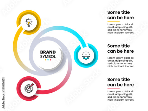 Infographic template. Spiral with 3 connected circles