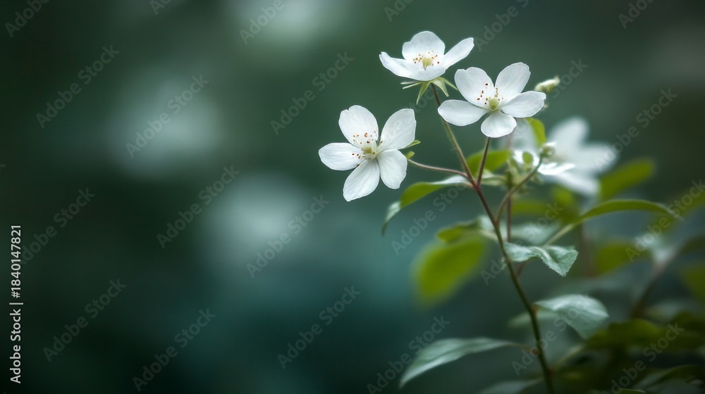 Fototapeta premium A Close-Up View of a Blooming Tree Covered in Delicate Little Flowers Against a Blurred Background