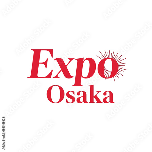 The image displays the logo for expo osaka featuring stylized text with a sunburst element above it high quality professional detailed