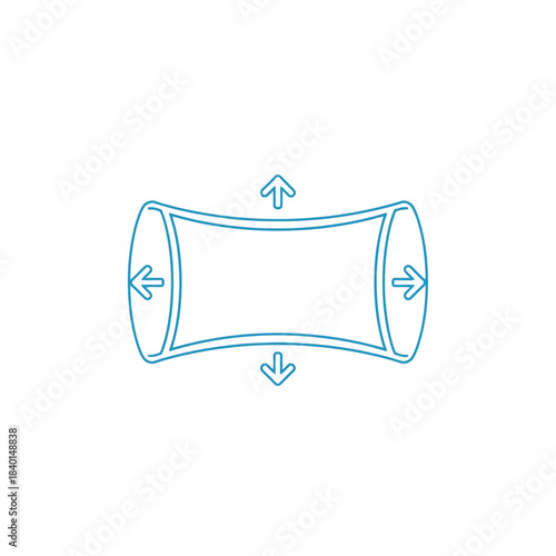 a light blue outlined illustration depicts a capsule or pill shape with arrows pointing in all directions high quality professional detailed