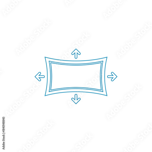 a light blue outline of a rectangular frame with arrows pointing inwards towards the center indicating expansion or scaling high quality