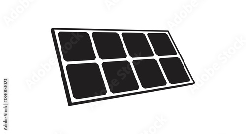 A dark rectangular solar panel with multiple cells shown in a bold silhouette